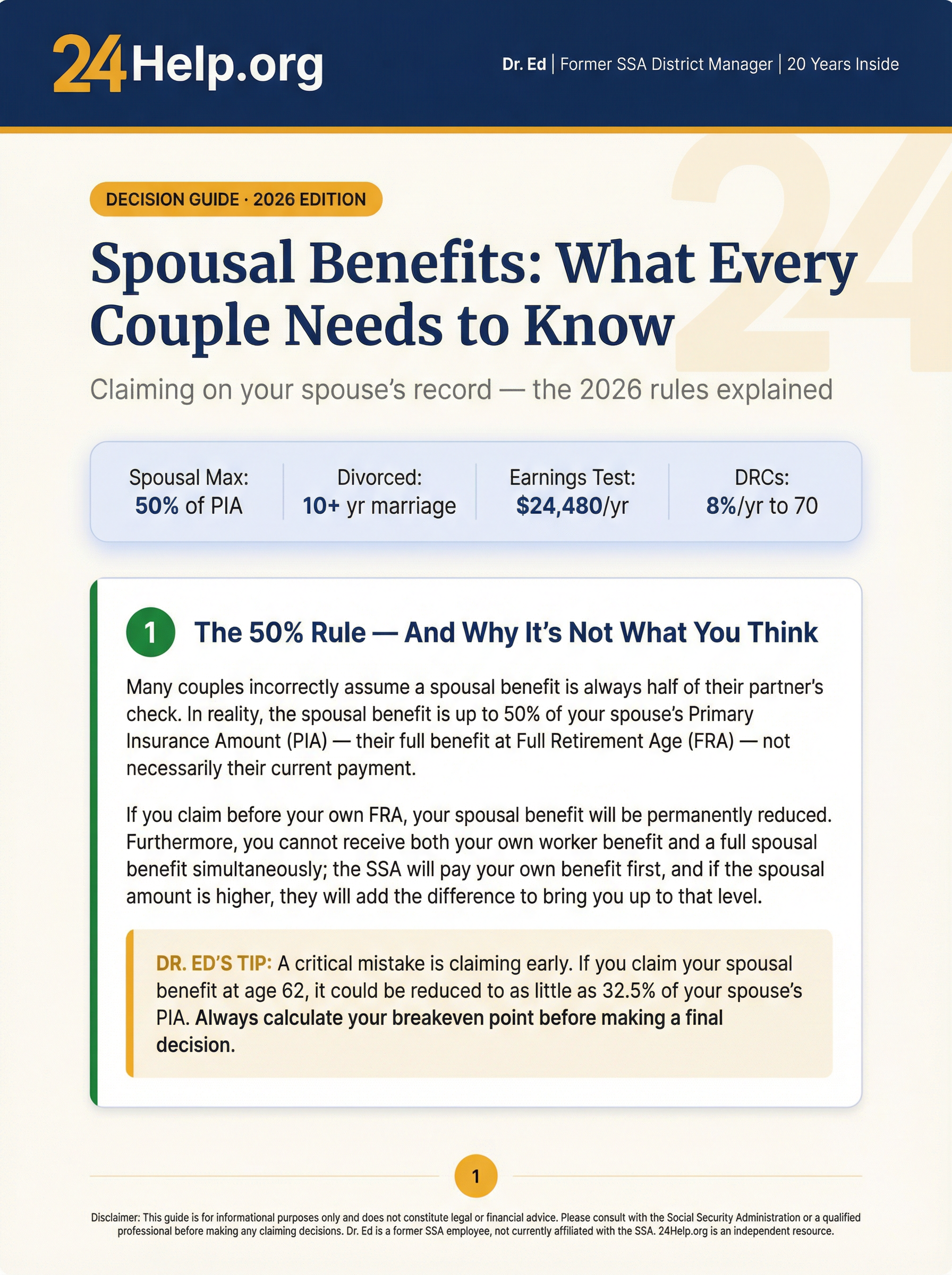 Spousal Benefits Decision Guide Preview — Page 1